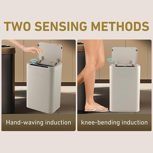 ELPHECO Stainless Steel Office Trash Can Motion Sensor Garbage Can Touchless