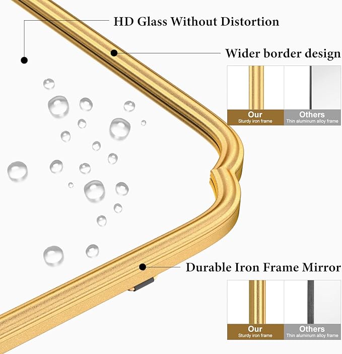 20X30 Inch Gold Bathroom Mirror