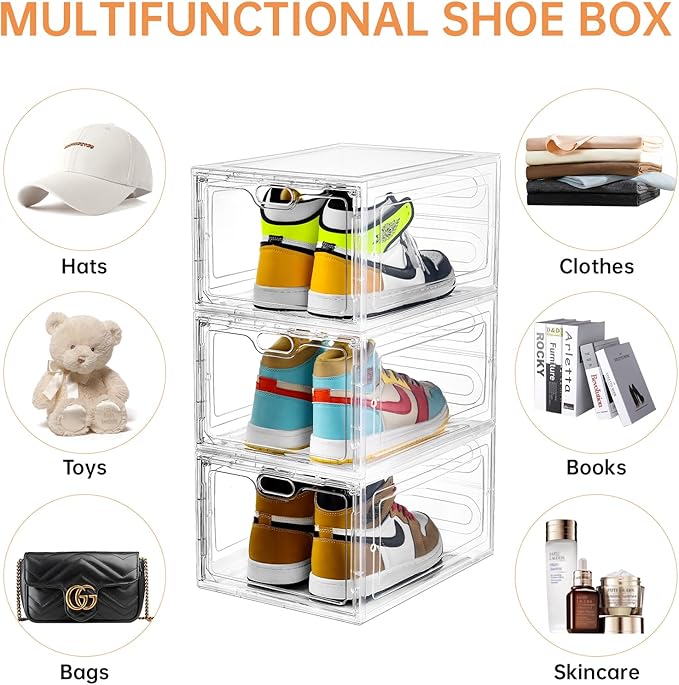 6 Pack Large Shoe Storage Box, Shoe Containers