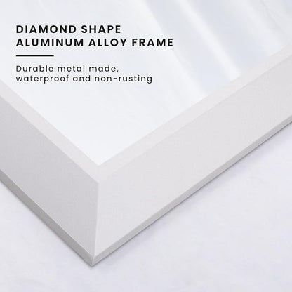 Amorho Bathroom Mirror, 40x36 Inch White Thick Metal Framed Wall Mirrors