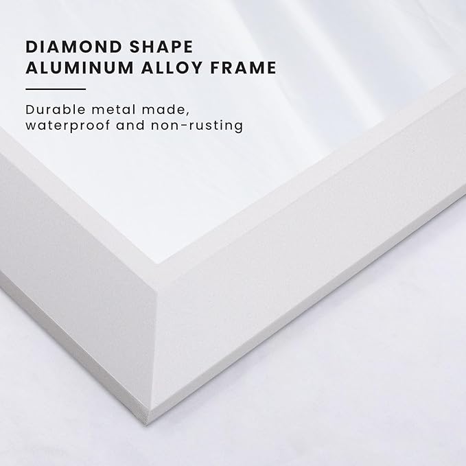 Amorho Bathroom Mirror, 36x32 Inch White Framed Bathroom Mirrors