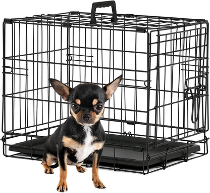 BestPet | Dog Crate | 18" | Black | Foldable Metal Kennel with Double Doors, Secure Slide-Bolt Latches, Leakproof Tray | Portable Dog Cage for Small Breeds | for Travel, Indoor & Outdoor Use