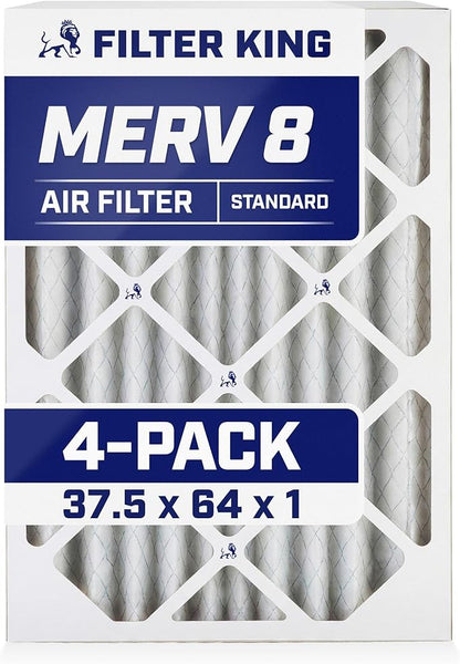 Filter King 37.5x64x1 Air Filter | 4-PACK | MERV 8 HVAC Pleated A/C Furnace