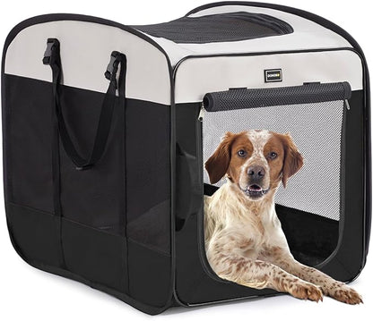 Dog Kennels and Crates for Medium Dogs, Portable Pop Up Indoor Pet Cage with Sturdy Wire Frame, Collapsible Travel Crate Soft Sided Cat Bag Escape Proof (Black, 32.0" L x 21.0" W x 26.0" H)