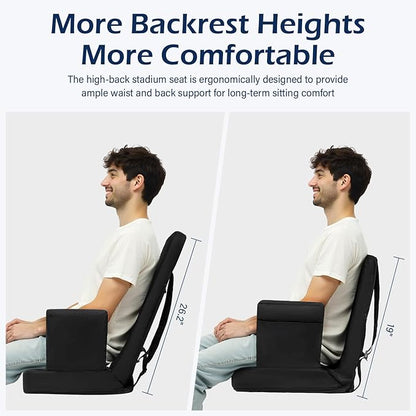 TOPSKY Stadium Seat with High Back Support, 26.2”Height, 19.1”Width (Seat 17.7”), Wide Bleacher Seats with 2 Hook, Picnic Seat，XY-CR-693-W43H (2 Pack)