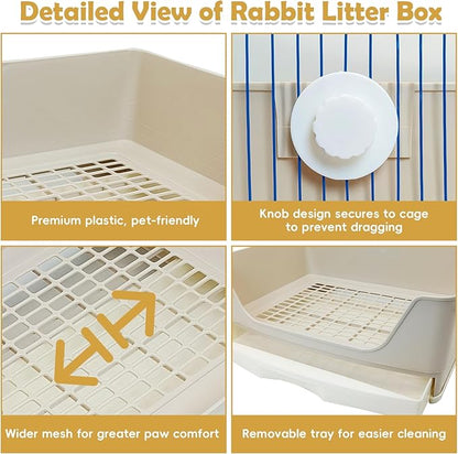 kathson 2PCS Large Rabbit Litter Box Trainer, Potty Corner Toilet with Drawer Bigger Pet Pan for Adult Hamster, Guinea Pig, Ferret, Galesaur, Bunny and Other Animals (Brown)