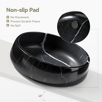 Karibiber Natural Marble Dog Bowl, 5lbs Non Slip Dog Food Bowl, Non Spill Weighted Water Bowls for Large Dogs, Durable Big Dogs Dish, Puppy Pet Bowls, Easy to Clean, Holds 6.5 Cups(Spain Black)