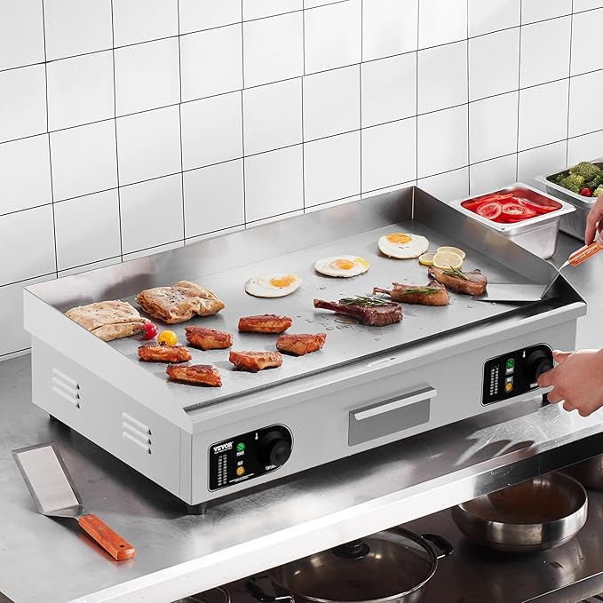 VEVOR Commercial Electric Griddle, 2800W Countertop Flat Top Grill, 122℉-572 ℉