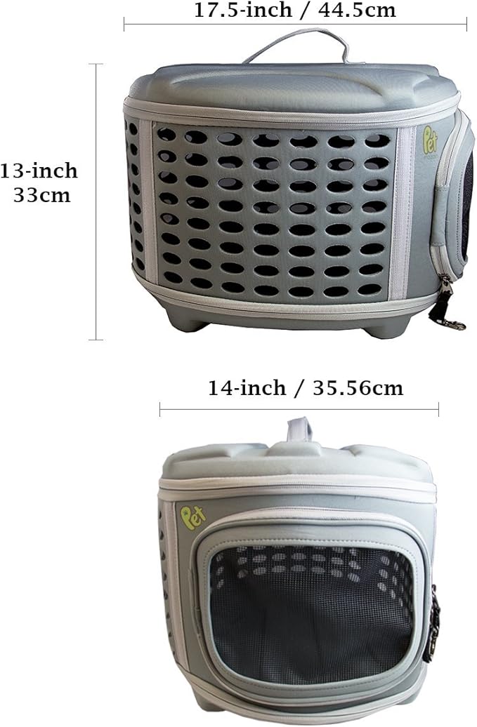 Pet Magasin Hard Cover Collapsible Cat Carrier - Pet Travel Kennel with Top-Load & Foldable Feature for Cats, Small Dogs Puppies & Rabbits