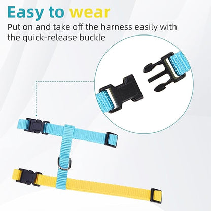 PUPTECK Adjustable Cat Harness and Leash Set Escape Proof Kitten Strap Collar for Walking Travel, Blue Yellow