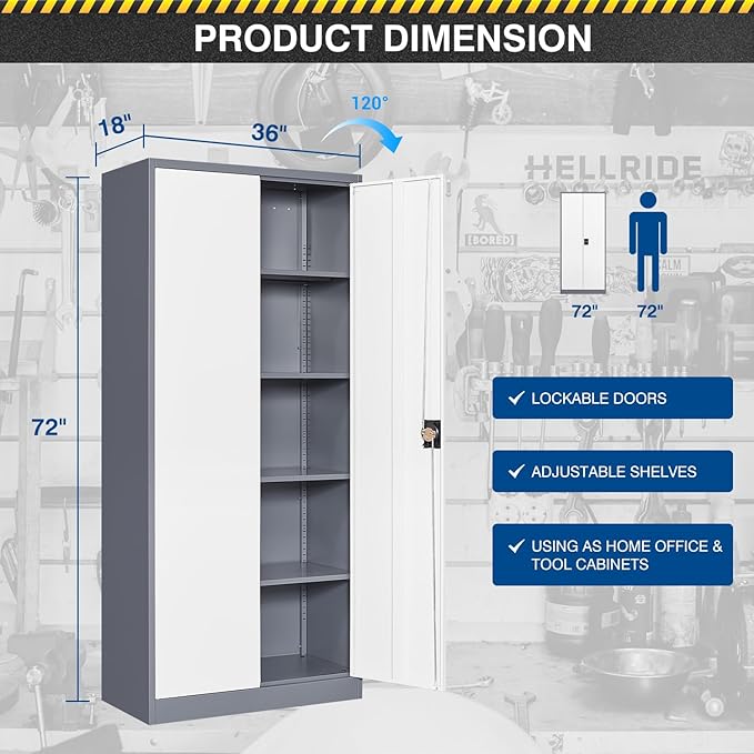 Metal Storage Cabinet-72” Tall Steel File Cabinets