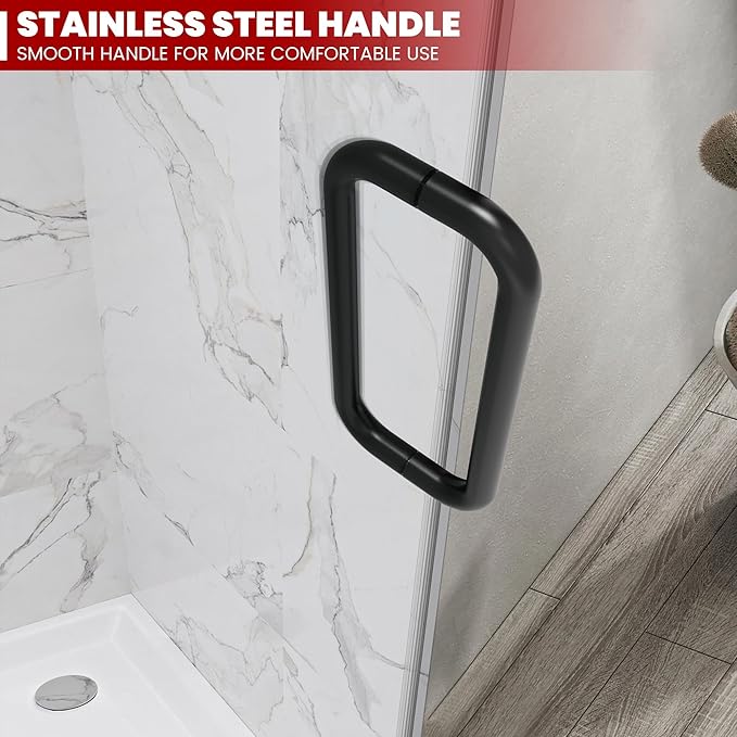 Bathroom Frameless Shower Door 30" W*72" H, 5/16" Clear Tempered Glass Hinged
