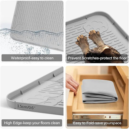 40"x28" Pee Pad Holder for Dogs Puppy Pad Holder Grey | Silicone Pee Tray for Dog Training Floor Protection Raised Edge Dog Potty Tray, No Pee Pads