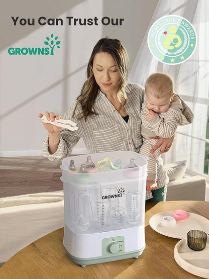 Grownsy Adjustable 4 in 1 Large Bottle Sterilizer and Dryer, 8 Bottles Capacity