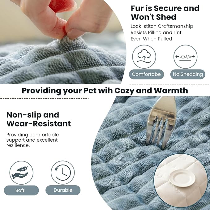 Couch Cover for Dogs Washable, Non Slip Couch Covers for 3 Cushion Sofa Pet Friendly, Fuzzy Pet Couch Cushion Covers for Dog, Thick, Soft for Sofa Protector (Blue Gray, 27.6" x 70.9"/70 x 180cm)