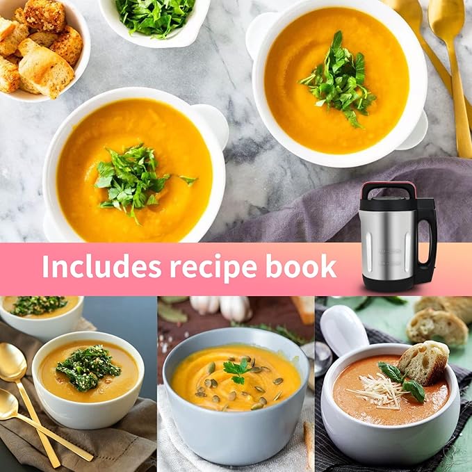 2L Soup Maker, Makes 2-6 Servings, LCD Touch Control Panel, Stainless Steel