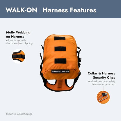 K9 Sport Sack Walk-On - Small, Shark Skin Gray - Ideal for Dogs with 13-16” Back Length - Lightweight, Packable, Backpack-Style Carrier - Includes Compatible Harness & Storage Bag