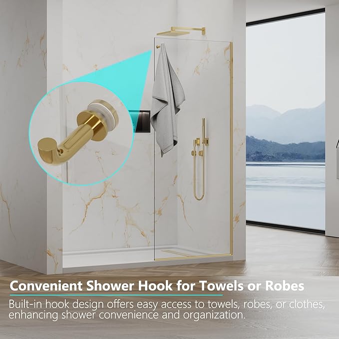 Shower Screen, 3/8" Tempered Glass, Shower Wall Panels, Fix Shower Glass Screen