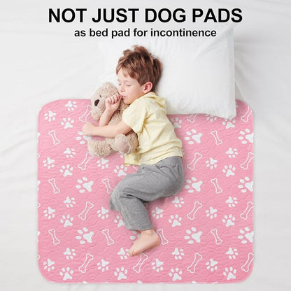 BEAUTYZOO 4 Pack Washable Pee Pads for Dogs,Reusable Puppy Pads 24x36 Pink | Waterproof Super Absorbent,Non Slip and Leak-Proof Against Urine,Whelping Pads Mats for Puppy Potty Training,Playpen,Crate