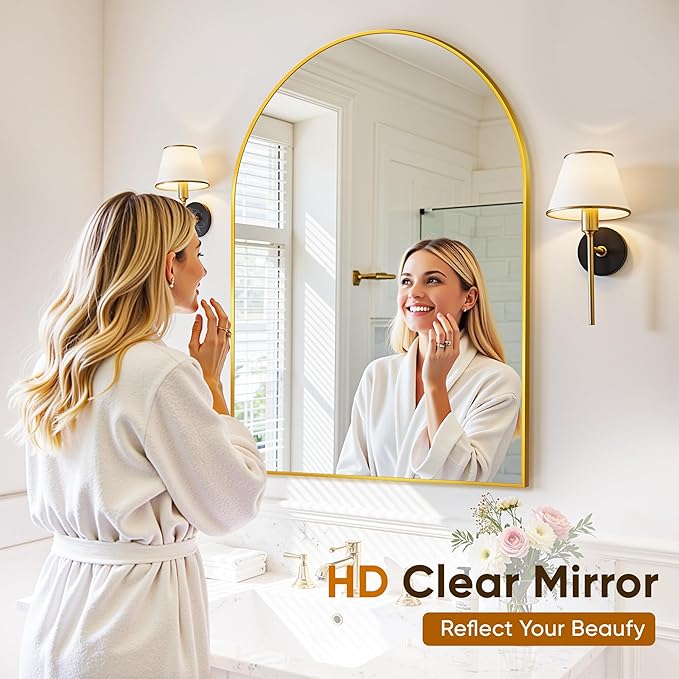 Arched Mirror 24"x36", Bathroom Mirror, Wall Mounted Vanity Mirror