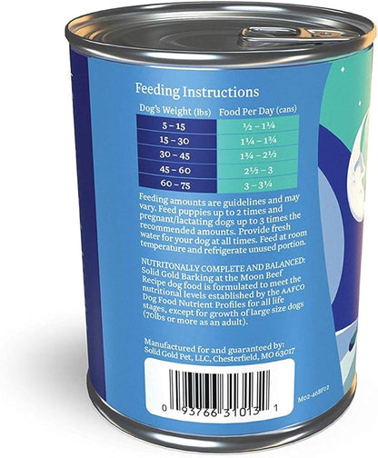 Solid Gold High Protein Wet Dog Food for Large Dogs & Small Dogs - Soft Grain Free Canned Dog Food w/Real Beef, Prebiotics & Superfoods for Gut Health & Immune Support - All Ages - 6ct 13.2oz Cans