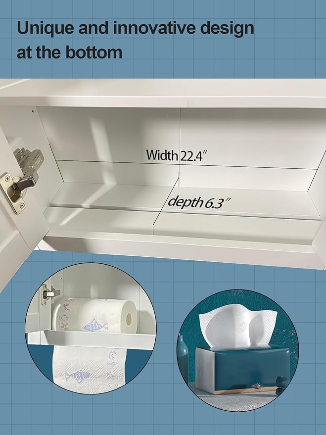 Wall Mount Cabinets Bathroom Wall Cabinet Buffering Hinge, Can Hold Toilet