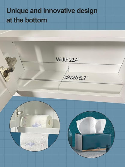 Wall Mount Cabinets Bathroom Wall Cabinet Buffering Hinge, Can Hold Toilet