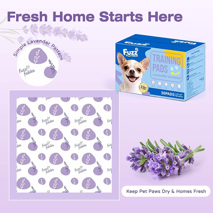 Dog Training Pads-24"x 24",Disposable Puppy Pads,100Cts | Super Absorbent, Lavender Scented, Leak-Proof & Adhesive Tabs, Quick-Dry Surface,Odor Control Pee Pads for Small Puppy Dogs