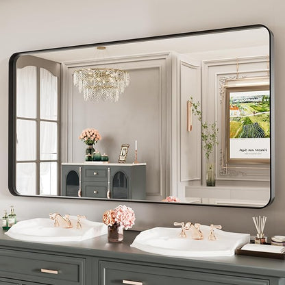 LOAAO Black Metal Framed Bathroom Mirror