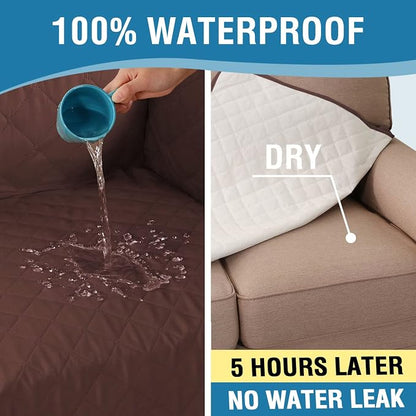 H.VERSAILTEX Sofa Slipcover Sofa Cover 100% Waterproof Couch Cover with Elastic Straps Furniture Protector for Pets Kids Children Dog Cat(Oversized Sofa, Chocolate)