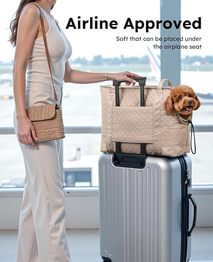 Pecute Dog Purse Carrier, Dog Carrier with Pockets for Small Dogs,XL,Khaki | Breathable,Foldable,Large Pocket,Built-in safety Rope,Machine washable,Under 13 Lbs