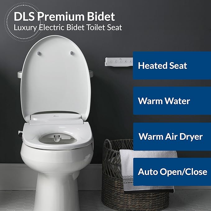 Bio Bidet DLS Premium Heated Bidet Seat, Warm Water & Air Dryer, Auto Open and