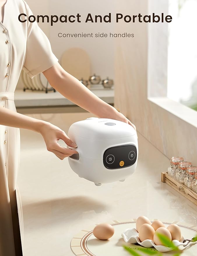 COMFEE' Mini Rice Cooker 4 Cups Cooked/2 Cups Uncooked, Portable Non-Stick rice