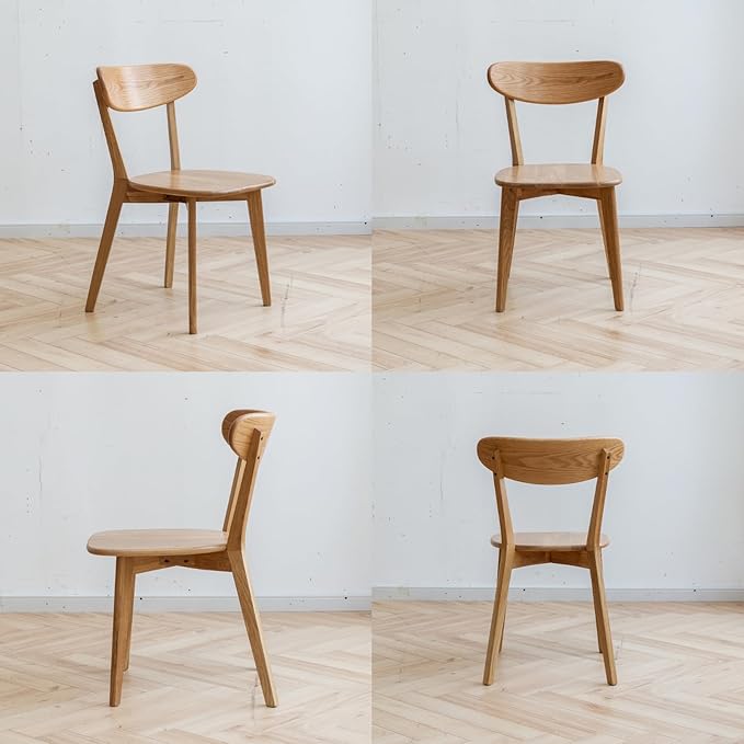 Hymus 100% Solid Oak Wood Dining Room Chairs - Practical Kitchen Chairs for Dining Room, Kitchen, Living Room (1, Natural)