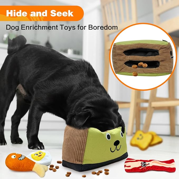 Hide and Seek Dog Toys, Squeaky Interactive Puzzle Dog Toys for Boredom and Stimulation, Dog Enrichment Toys for Small and Medium Dogs - Toaster