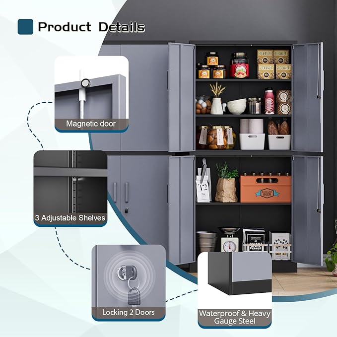 MIIIKO Metal Garage Storage Cabinet