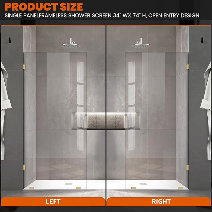 Bathroom Shower Glass Door 36 * 78"