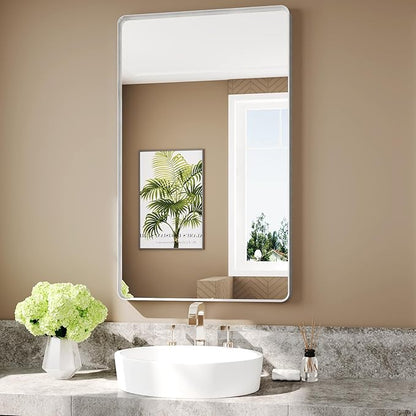 Siver Mirror for Bathroom Framed, Wall-Mounted Mirrors, Bathroom Mirrors Pair