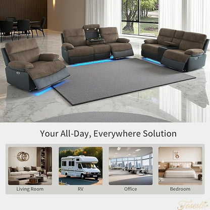 Toseslo Power Recliner Loveseat Set, Fabric Reclining Sofa Sectional Couch, 2 Seater Reclining Couches, Living Room Furniture Sets, Reclining Sofa with Cup Holders/Storage Console for House