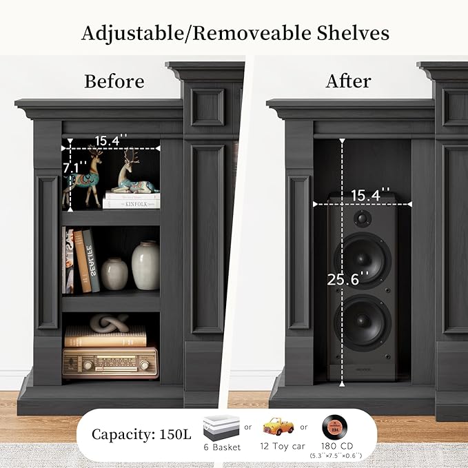 LGHM 80" Fireplace TV Stand, Electric Fireplace