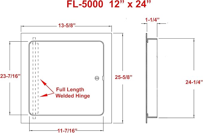 Premier 12x24 Universal Steel Flush Access Panel Door w/Keyed Cylinder Latch