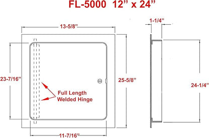 Premier 12x24 Universal Steel Flush Access Panel Door w/Keyed Cylinder Latch