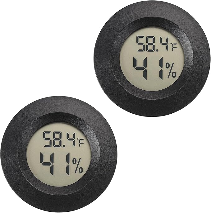 Mini Hygrometer Thermometer Digital Humidity Meter Indoor/Outdoor Humidity Monitor Reptile Thermometer for Greenhouse Garden Cellar Fahrenheit(℉)/ Celsius(℃) 2 Pack