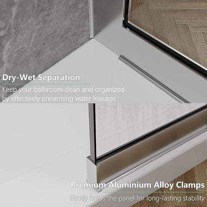 35"x74" Semi-Framed Shower Screen, Single Fixed Shower Glass Panel