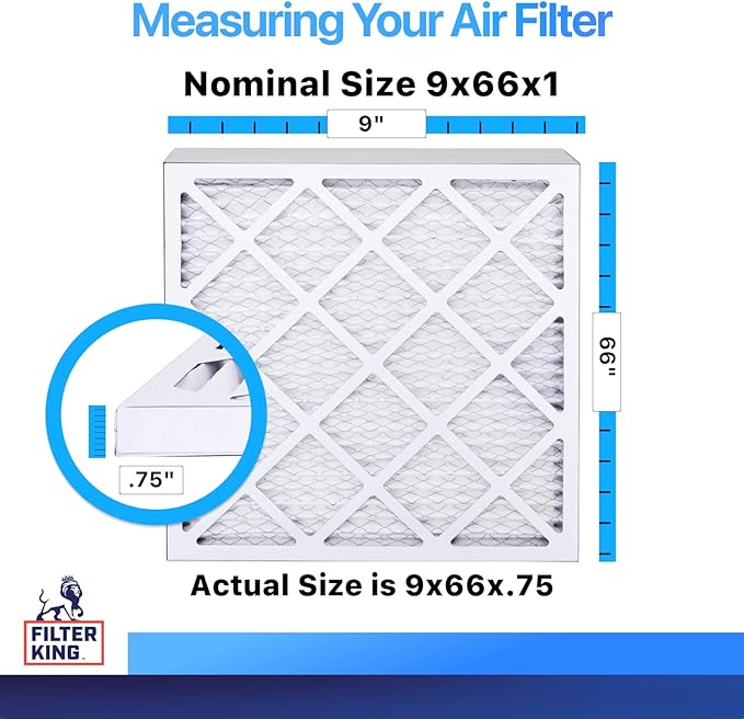 Filter King 9x66x1 Air Filter | 4-PACK | MERV 8 HVAC Pleated A/C Furnace