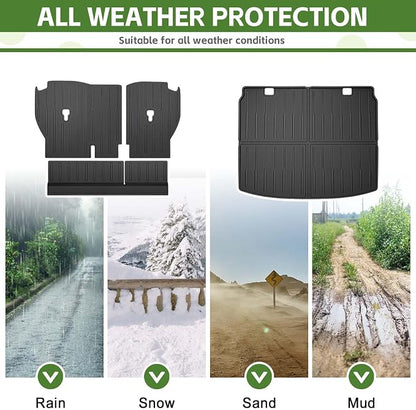 Cargo Liners for 2023-2025 Honda CRV CR-V Trunk Mat with Seat Back Cover Accessories, All Weather Rear Cargo Mat Backrest Protector(Only for Upper Deck)