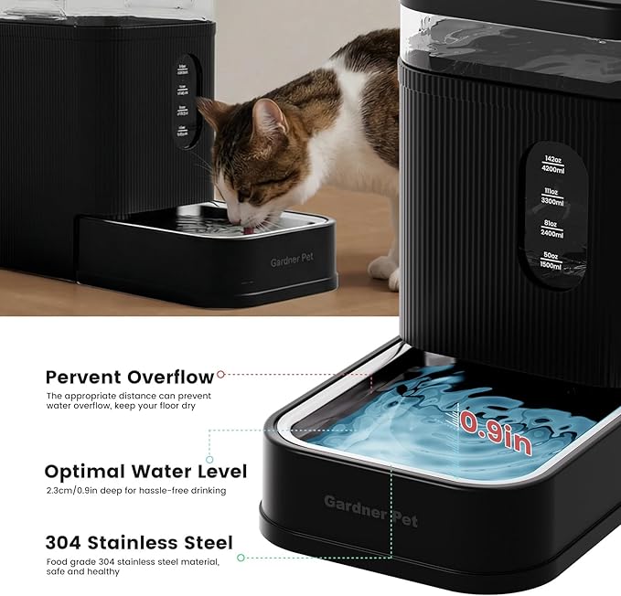 Gardner Pet 1.7 Gallon Automatic Dog Water Bowl Dispenser 6.5L Gravity Water