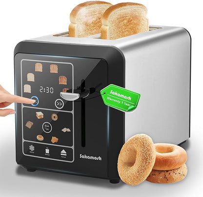 Touch Screen Toaster 2 Slice, Smart Digital Toasters, 6 Browning Levels & 6