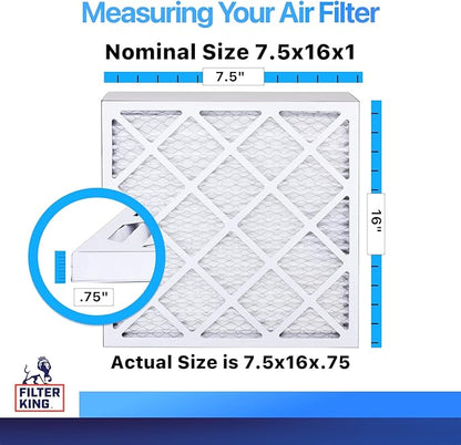 Filter King 7.5x16x1 Air Filter | 4-PACK | MERV 8 HVAC Pleated A/C Furnace