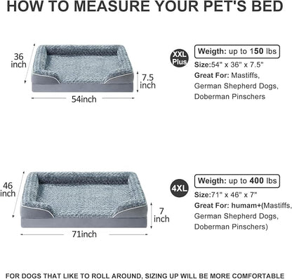 WNPETHOME Orthopedic Washable Human Dog Bed for Adult & Dog Cozy Sleep | Human Size Waterproof Big Soft Dog Couch Sofa Bed for Dogs & Adult Relax with Removable Cover Pet Bed Grey 61x43 Inch